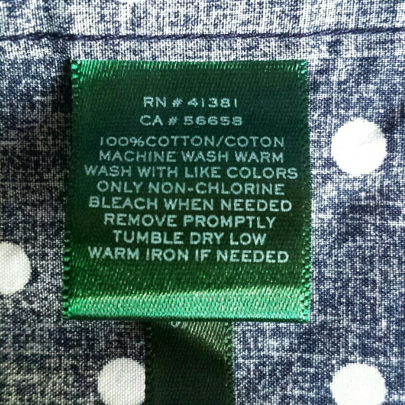 Lauren Ralph Lauren Navy Blue Polkadot Non Iron Button Down Shirt S - Picture 13 of 13
